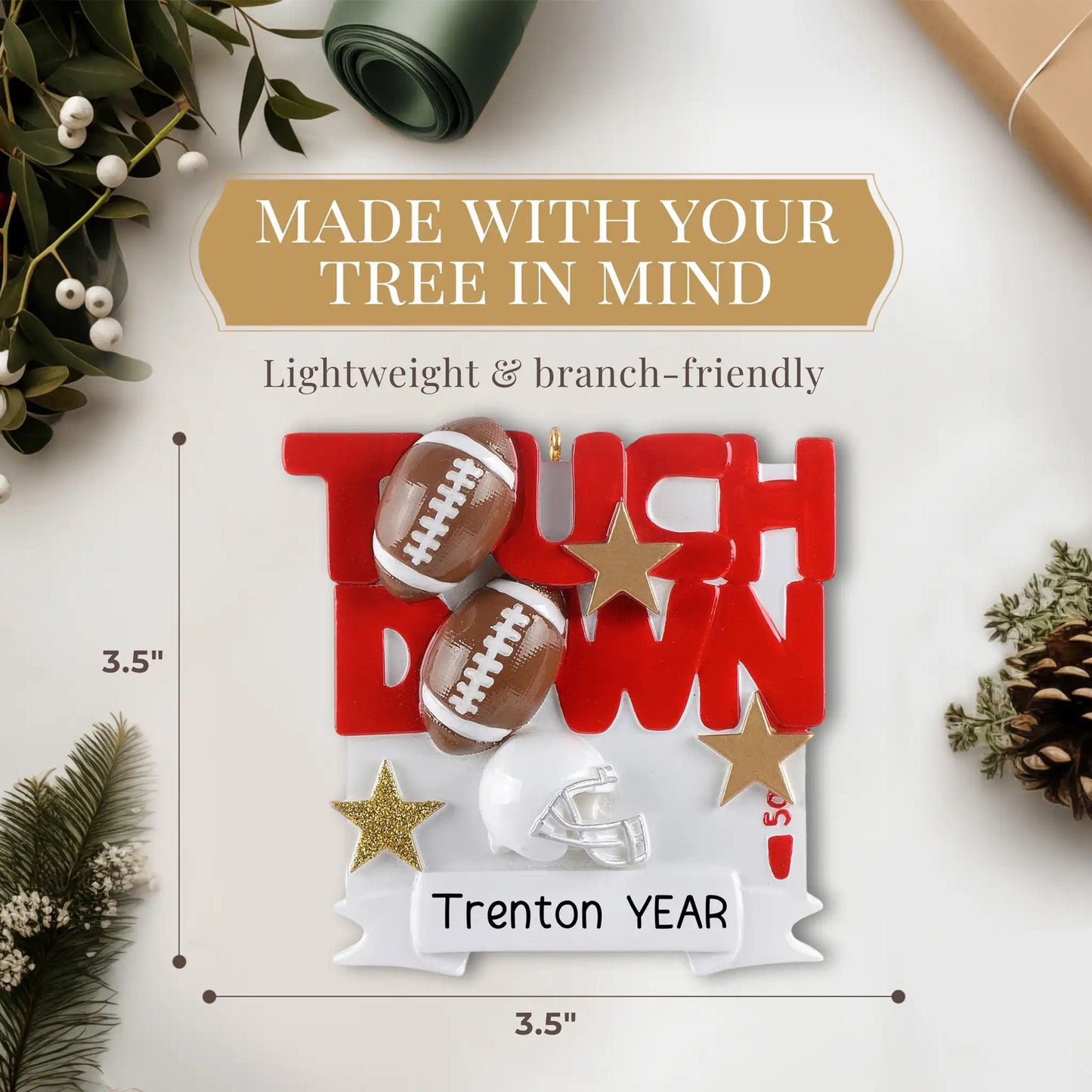 Football Touchdown Christmas Ornament