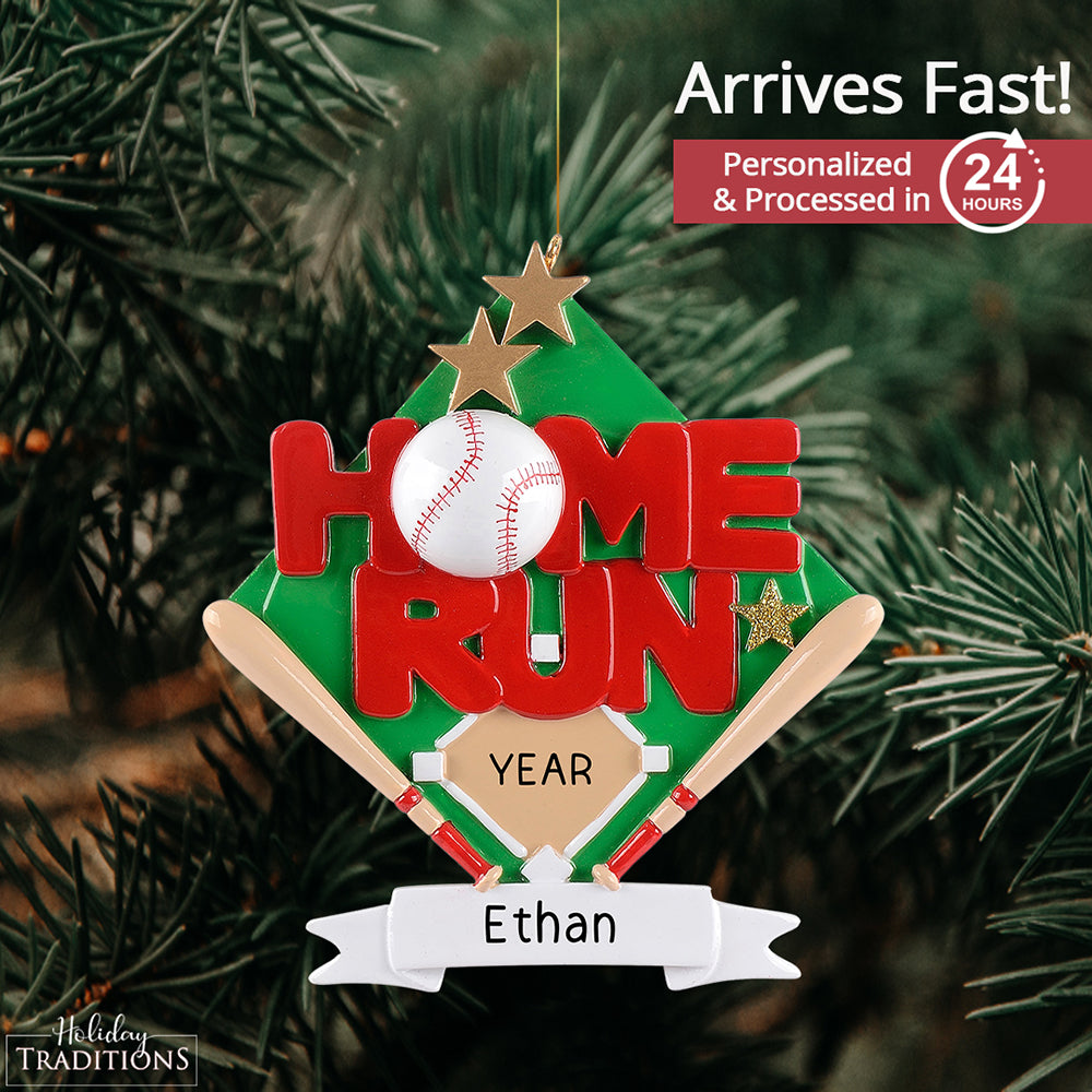 Baseball Home Run Christmas Ornament