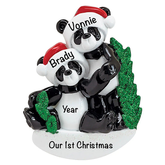 Panda Family of 2 Christmas Ornament