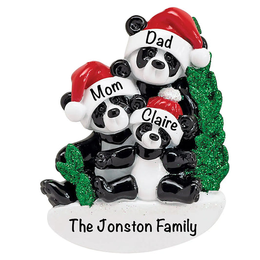 Panda Family of 3 Christmas Ornament