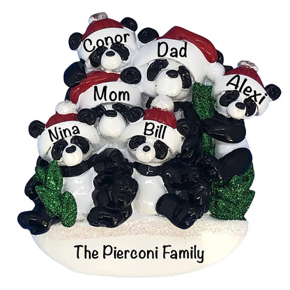 Panda Family of 6 Christmas Ornament