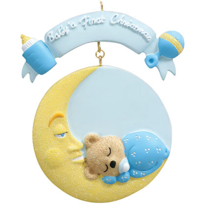 Blue Baby's 1st Christmas Ornament - Moon