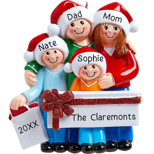 Gift Family of 4 Personalized Ornament