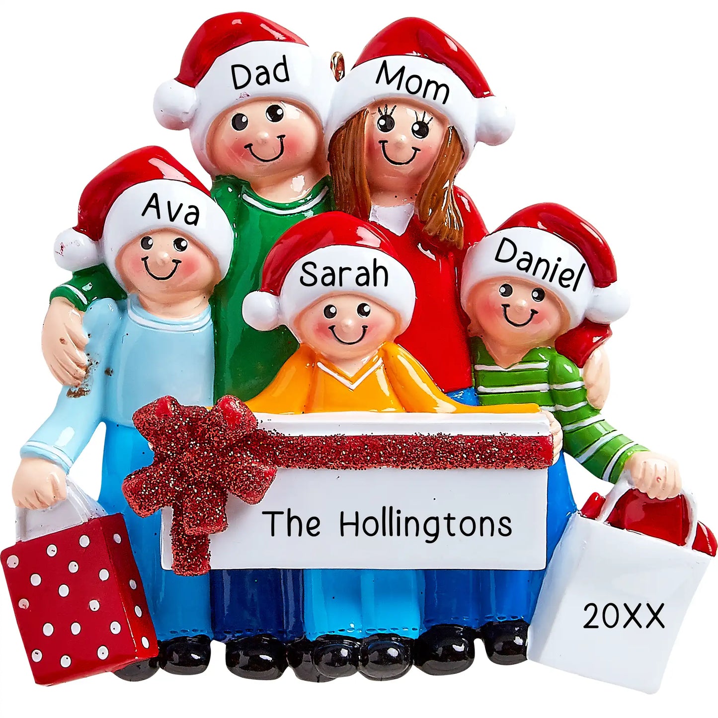 Gift Family of 5 Personalized Ornament