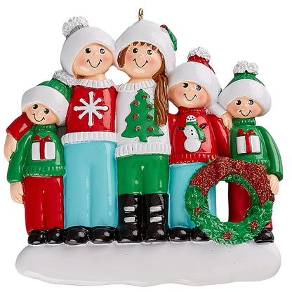 Ugly Christmas Sweater Family of 5 Christmas Ornament