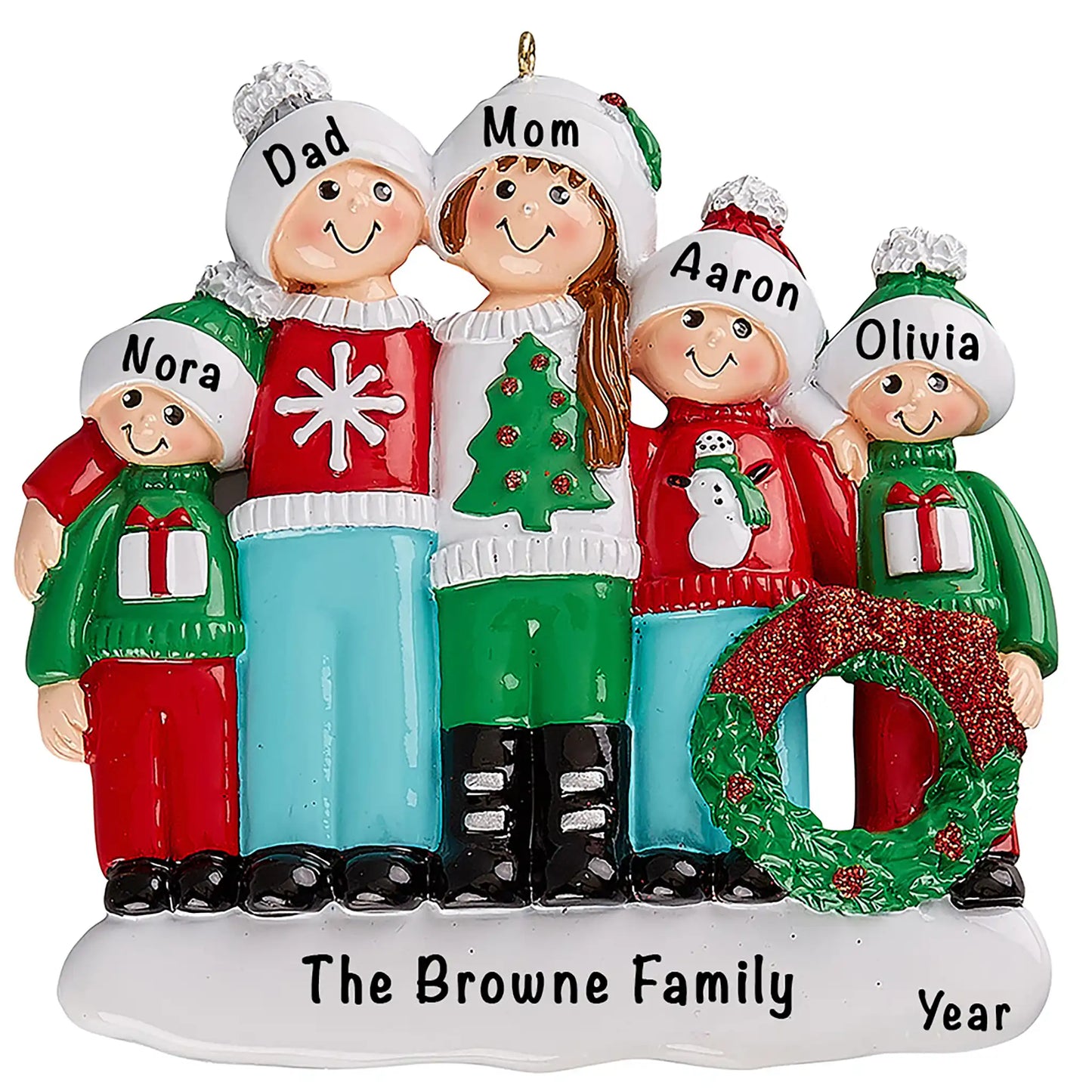 Ugly Christmas Sweater Family of 5 Christmas Ornament