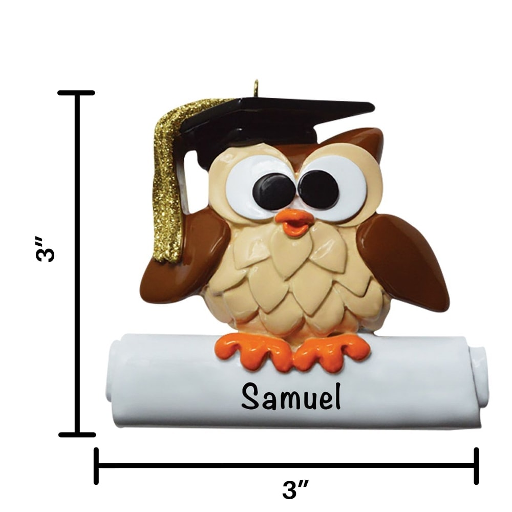 1222 Wise Owl Graduation Personalized Christmas Ornament