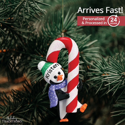 Penguin Candy Cane Christmas Ornament