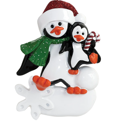 Single Parent Penguin With Child Christmas Ornament