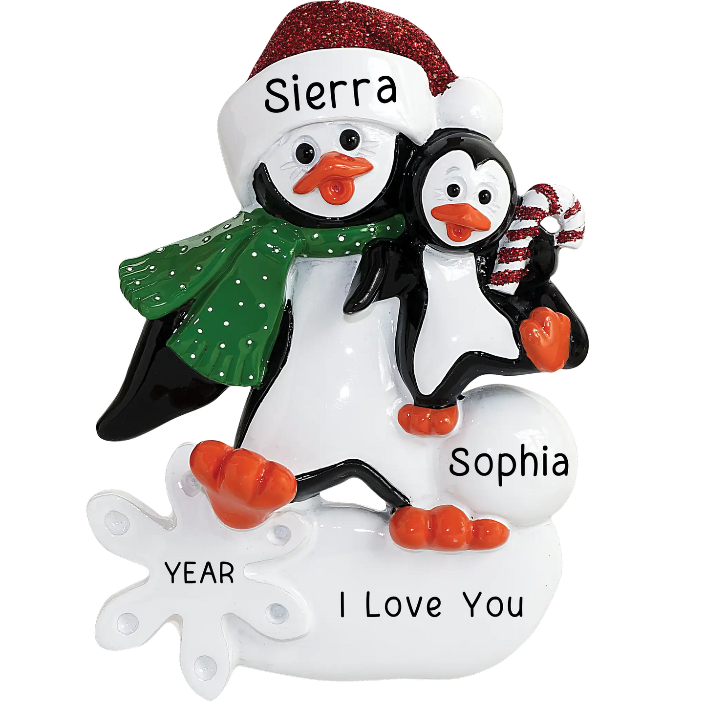 Single Parent Penguin With Child Christmas Ornament