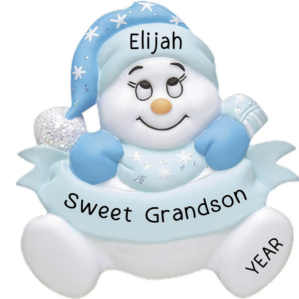 Adorno personalizado de muñeco de nieve para nieto 