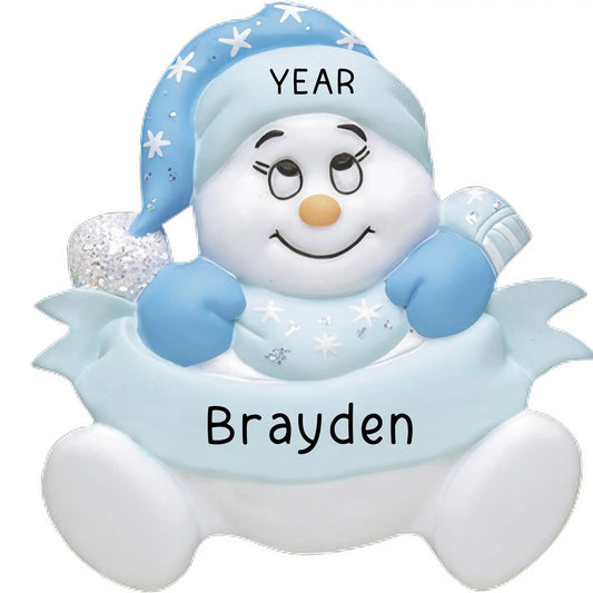 Baby Boy Snowman Christmas Ornament