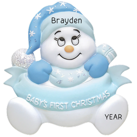 Blue Baby's 1st Christmas Snowbaby Ornament