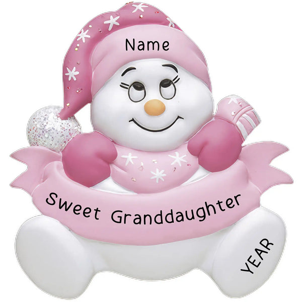 Granddaughter Snow Baby Christmas Ornament personalized keepsake for a baby’s first winter memory
