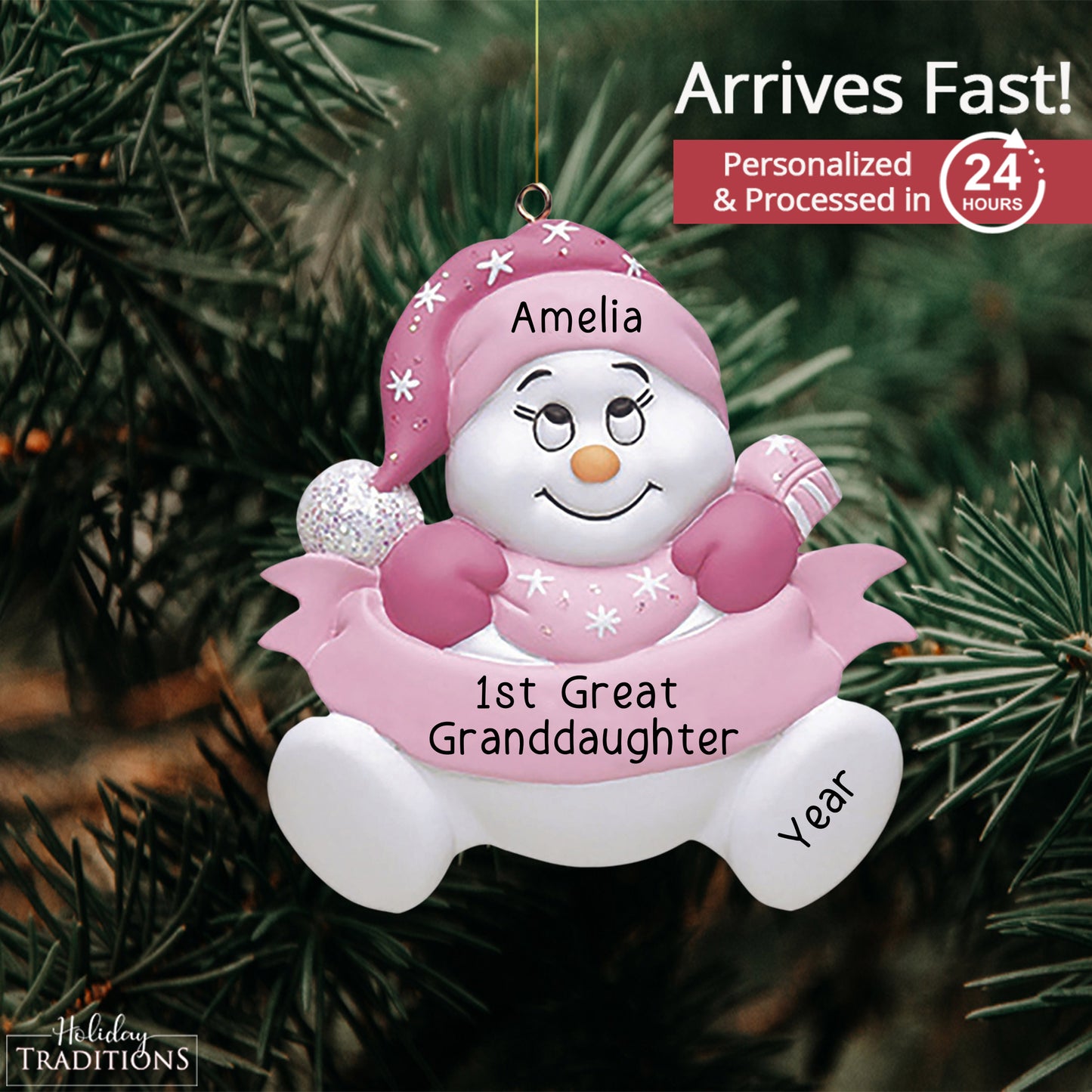 Great Granddaughter Snowman Christmas Ornament