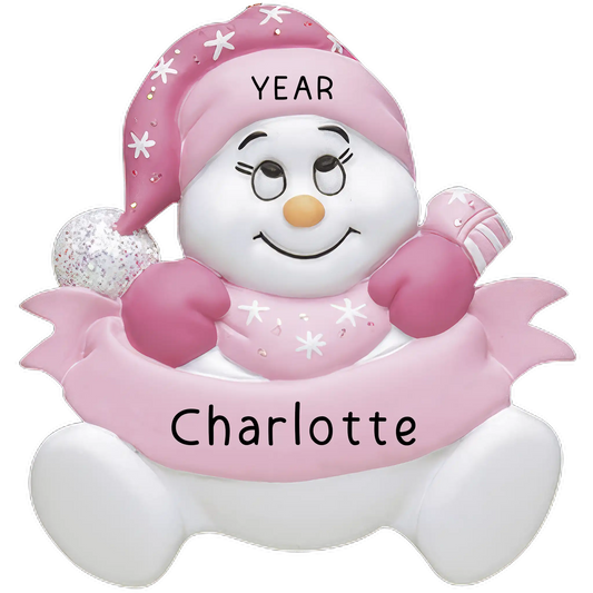 Pink Baby Girl Snowbaby Christmas Ornament