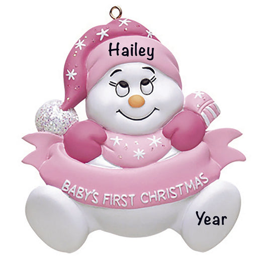 Pink Baby's 1st Christmas Snowbaby Christmas Ornament