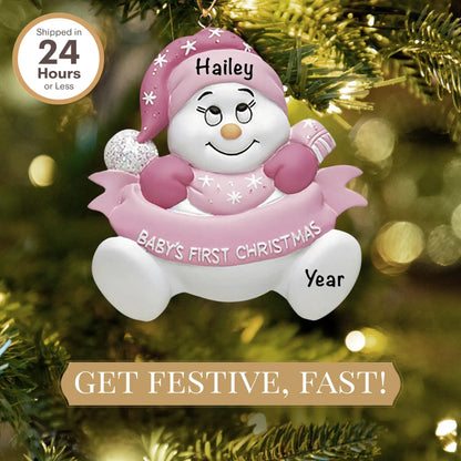 Pink Baby's 1st Christmas Snowbaby Christmas Ornament