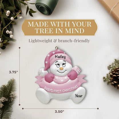 Pink Baby's 1st Christmas Snowbaby Christmas Ornament