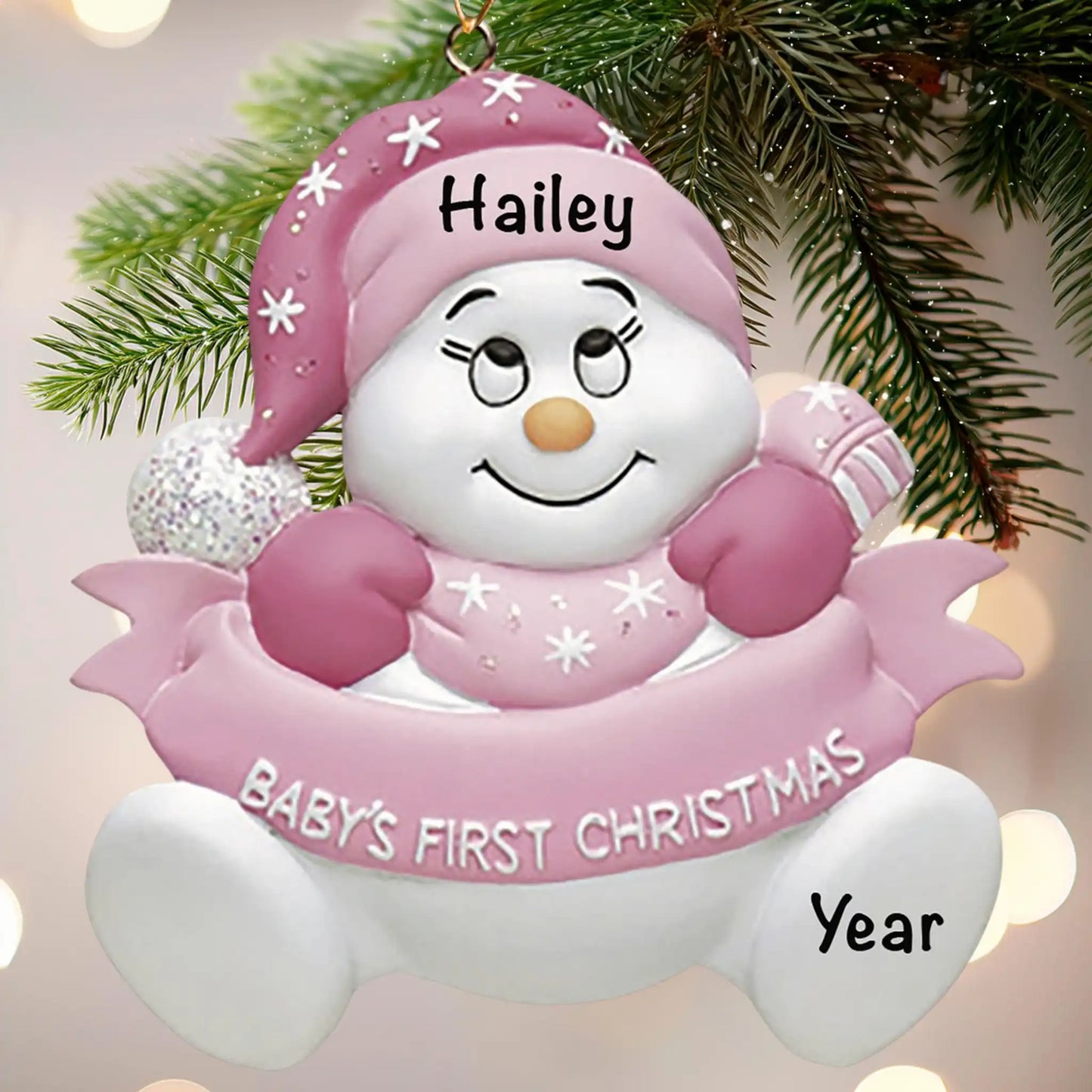 Pink Baby's 1st Christmas Snowbaby Christmas Ornament