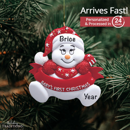 Red Baby's 1st Christmas Snowbaby Christmas Ornaments