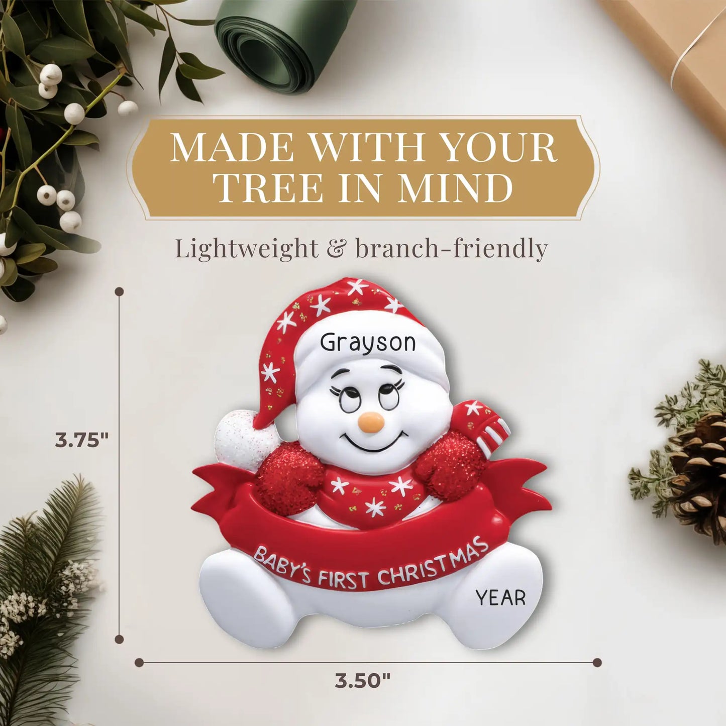 Red Baby's 1st Christmas Snowman Personalized Ornaments