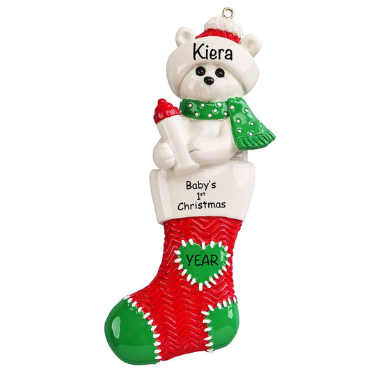 Red Baby's 1st Christmas Ornament Stocking