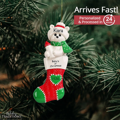 Red Baby's 1st Christmas Ornament Stocking