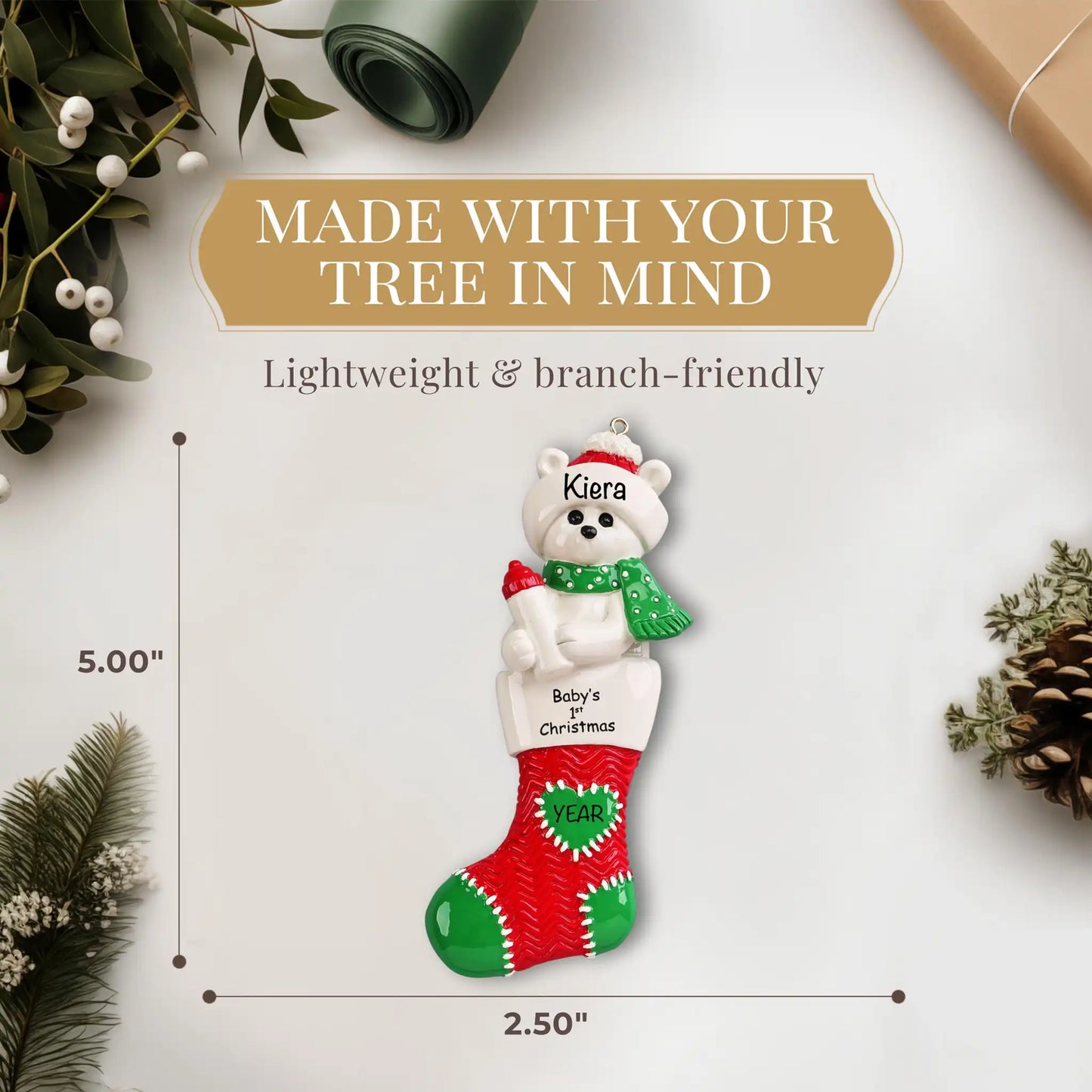 Red Baby's 1st Christmas Ornament Stocking