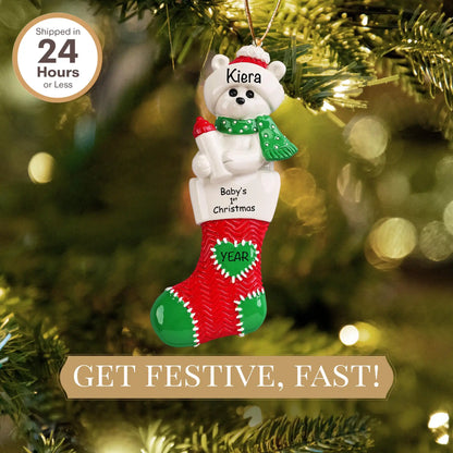 Red Baby's 1st Christmas Ornament Stocking