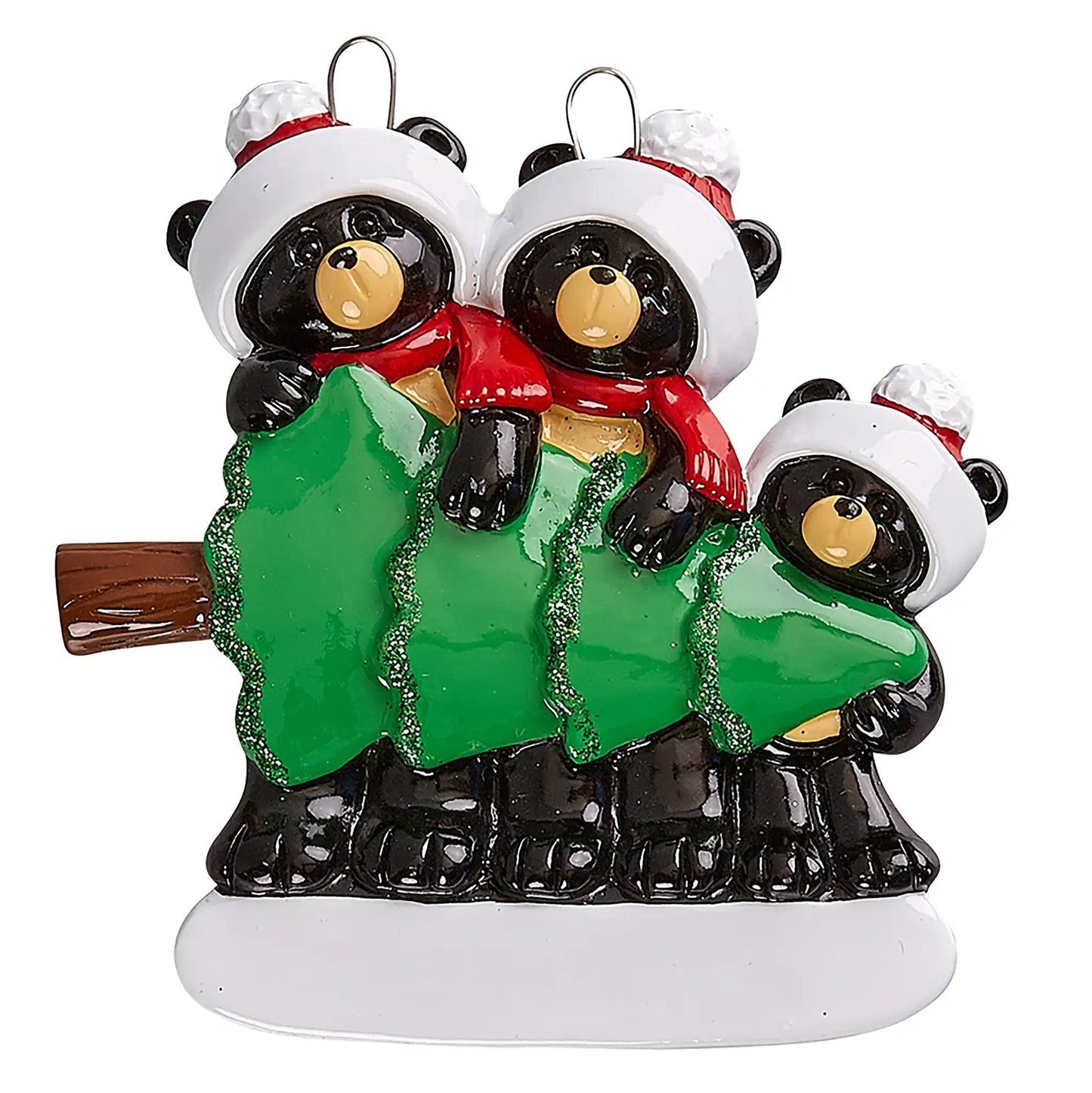 Black Bear Family of 3 Christmas Ornament