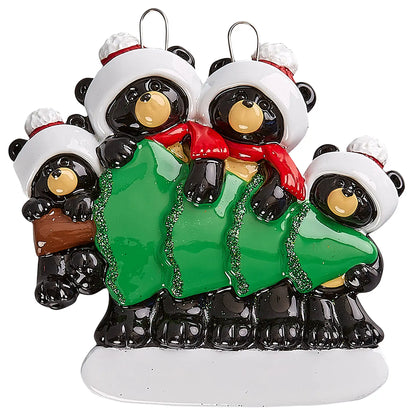 Black Bear Family of 4 Christmas Ornament