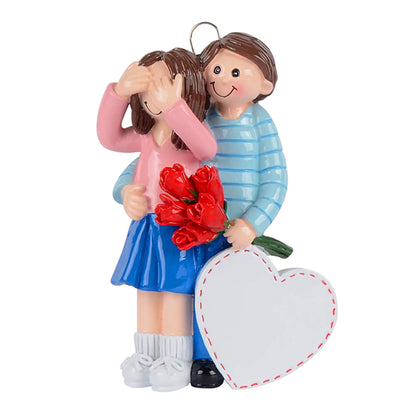 Couple Flower Surprise Christmas Ornament