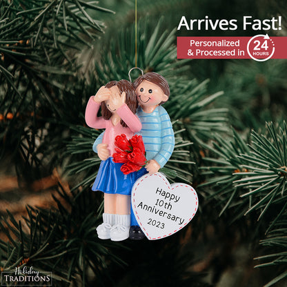 Couple Flower Surprise Christmas Ornament