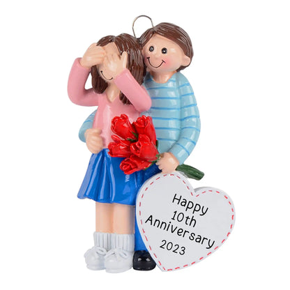 Couple Flower Surprise Christmas Ornament