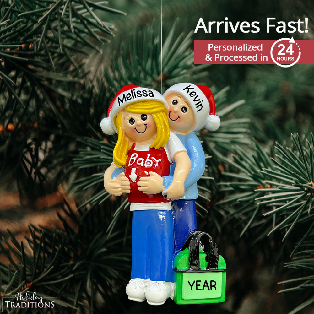 Expecting Couple Christmas Ornament - Blonde