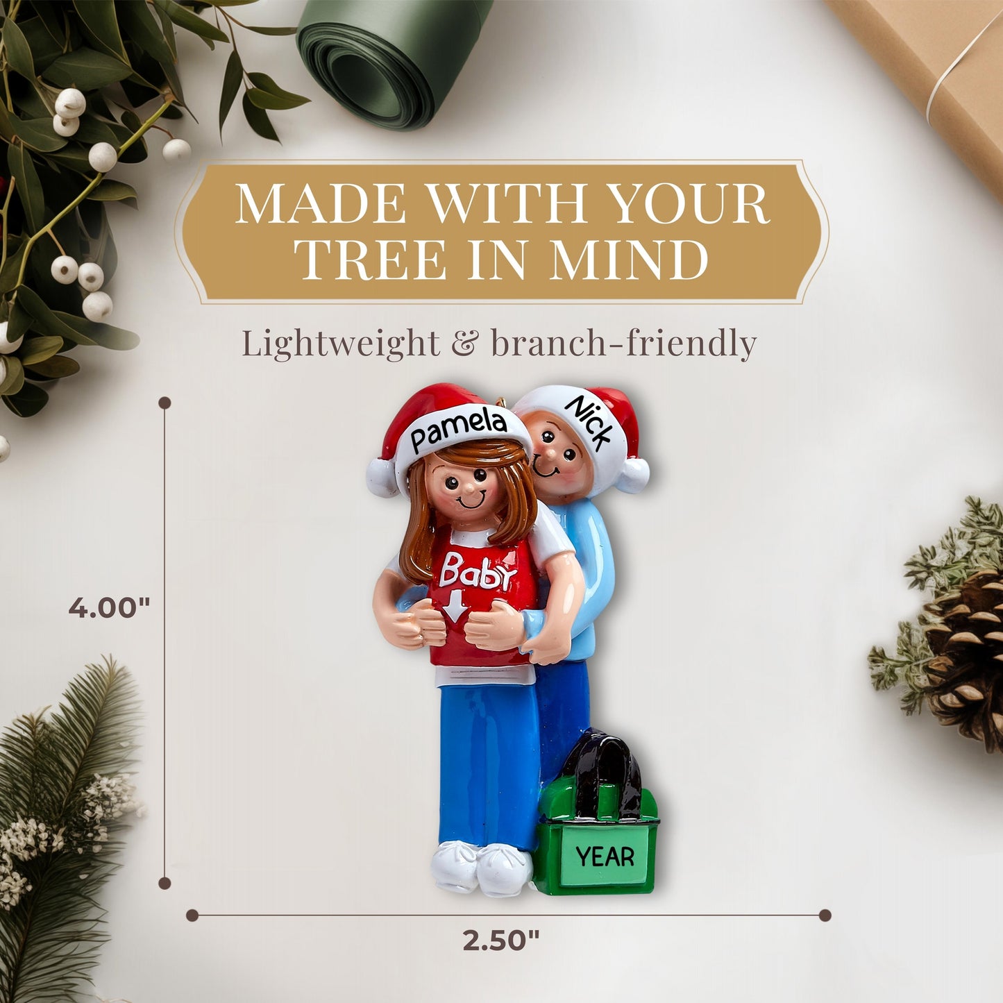 Adorno personalizado para pareja embarazada con pancita