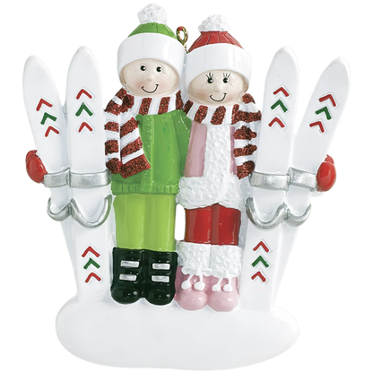 Ski Couple Christmas Ornament