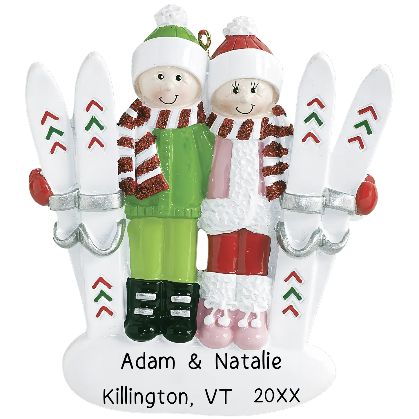 Ski Couple Christmas Ornament