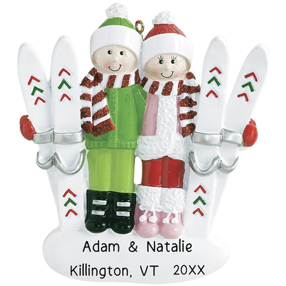 Ski Couple Christmas Ornament