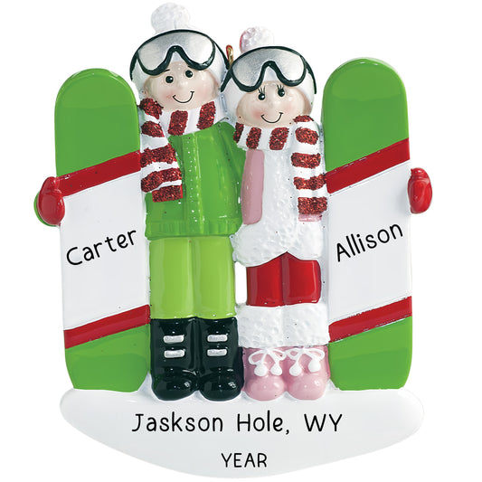 Snowboard Couple Christmas Ornament