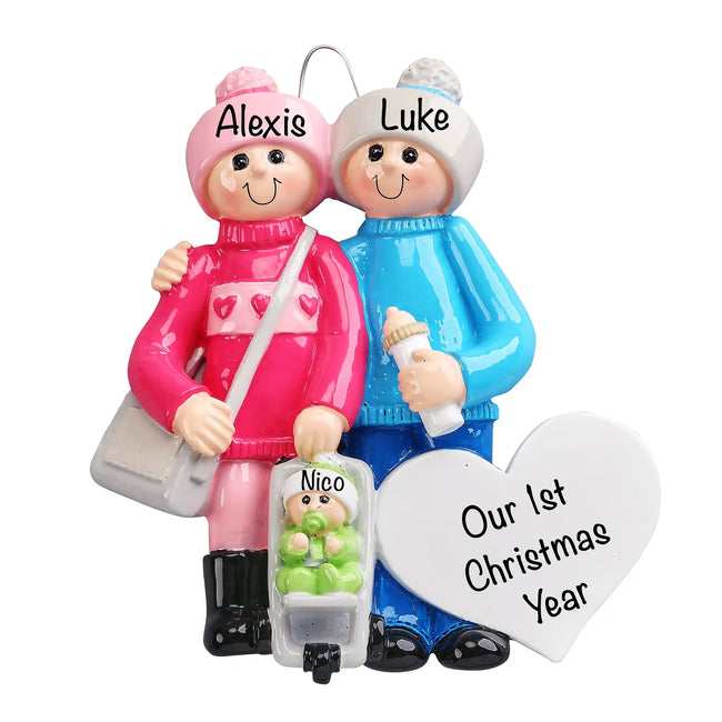 Our New Family Christmas Ornament personalized family keepsake celebrating new baby arrival