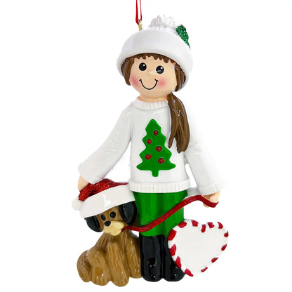 Girl With Dog Personalized Christmas Ornament