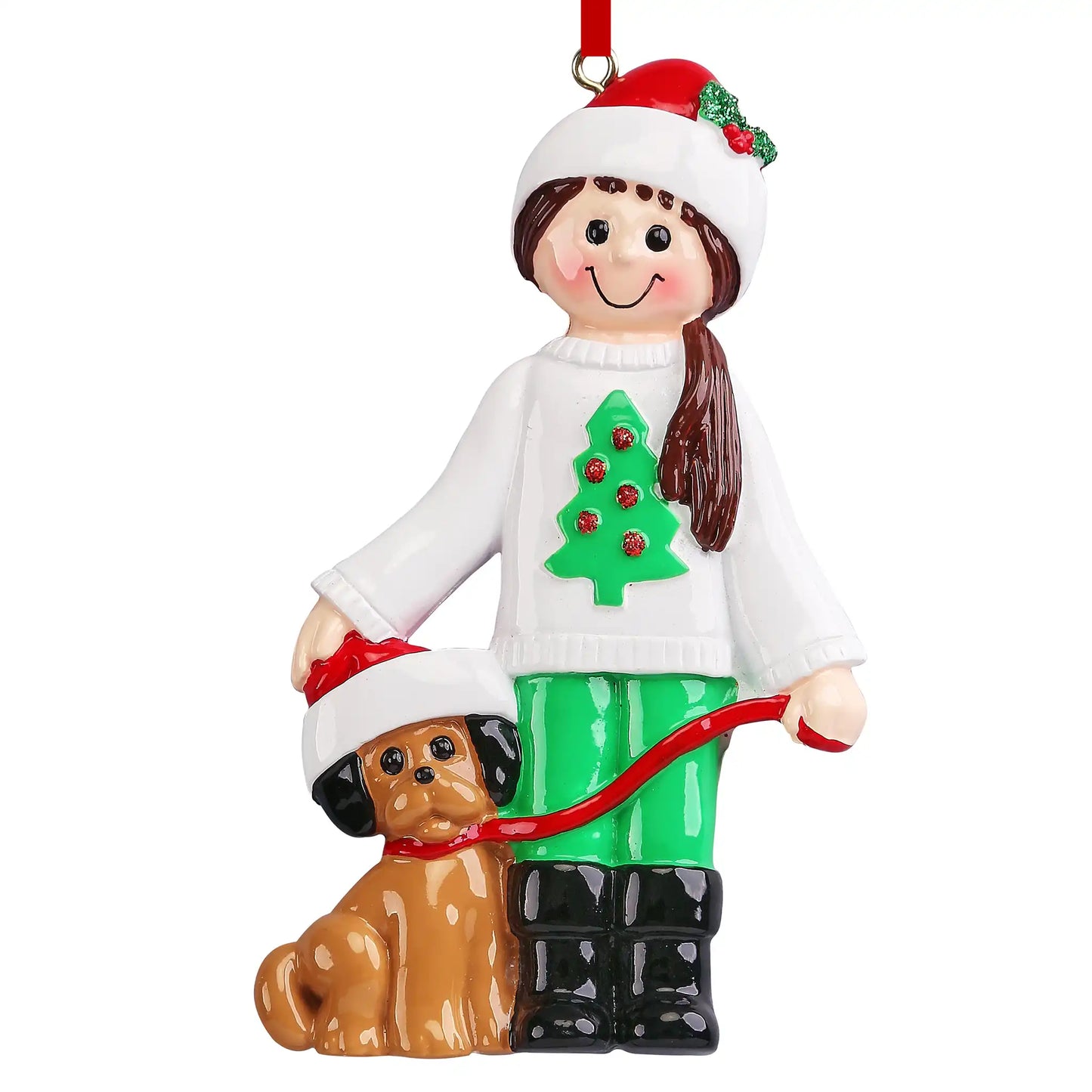 Girl With Dog Personalized Ornament