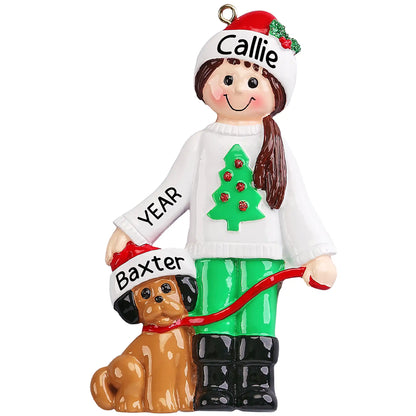 Girl With Dog Personalized Ornament