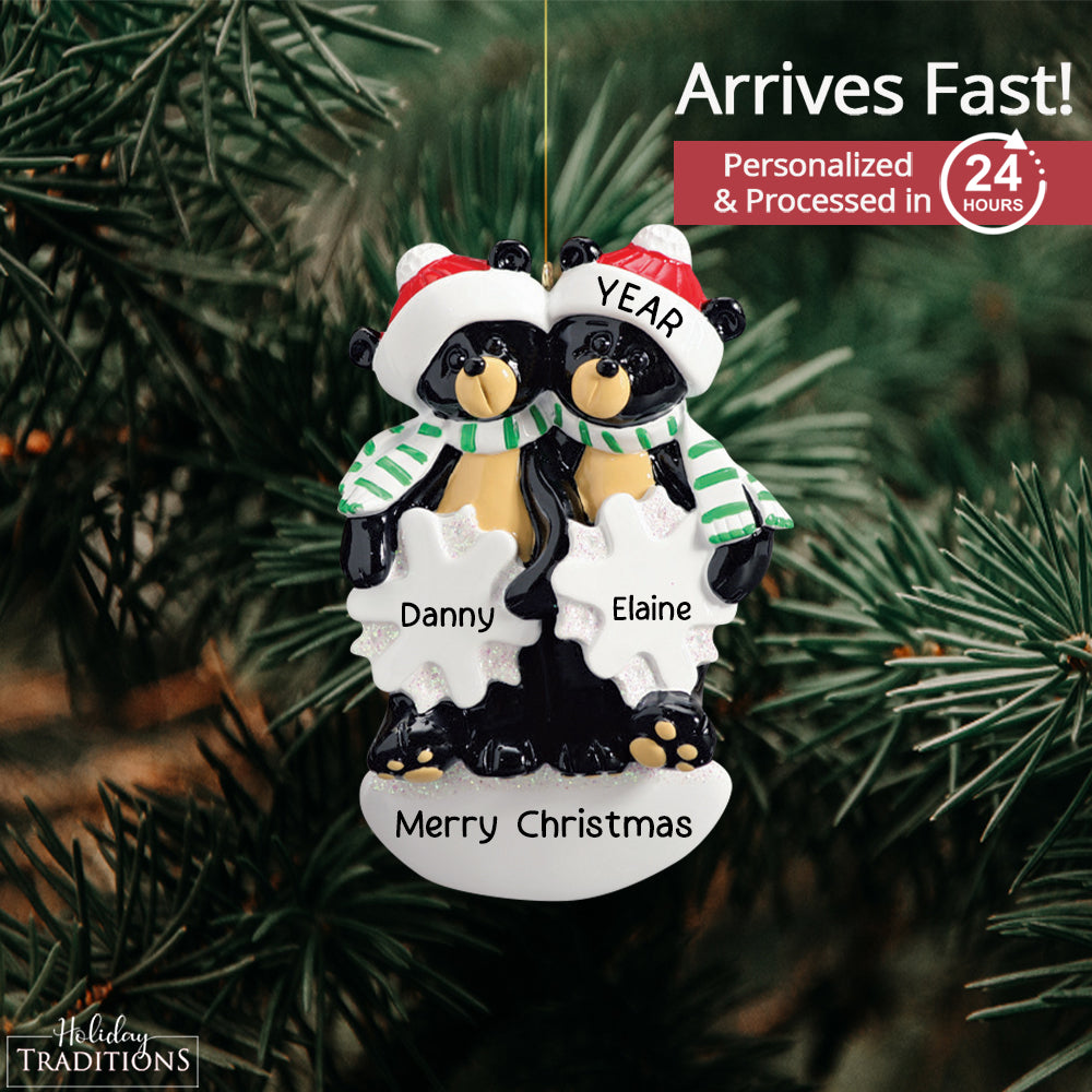 Black Bear Couple Christmas Ornament