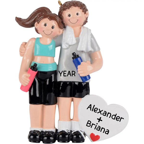 Workout Couple Personalized Christmas Ornament custom names active couple keepsake
