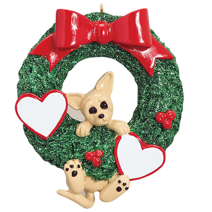 Chihuahua Glitter Wreath Christmas Ornament