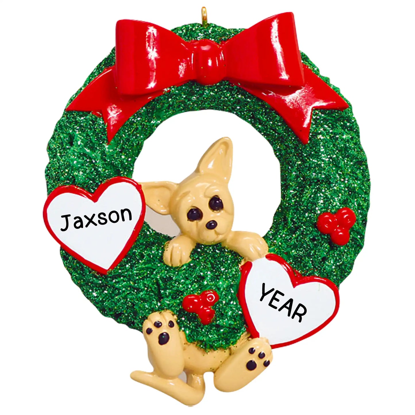 Chihuahua Glitter Wreath Christmas Ornament