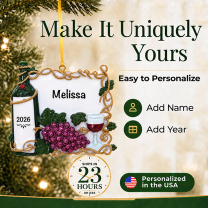 Make it yours: personalize the Red Wine Lover christmas ornament